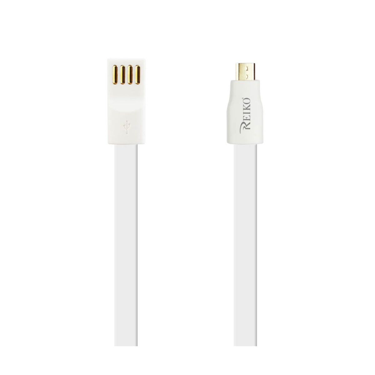 CABLE DE DATOS MICRO USB MAGNÉTICO PLANO BAÑADO EN ORO DE 0,7 PIES EN BLANCO - Resistente y Fiable