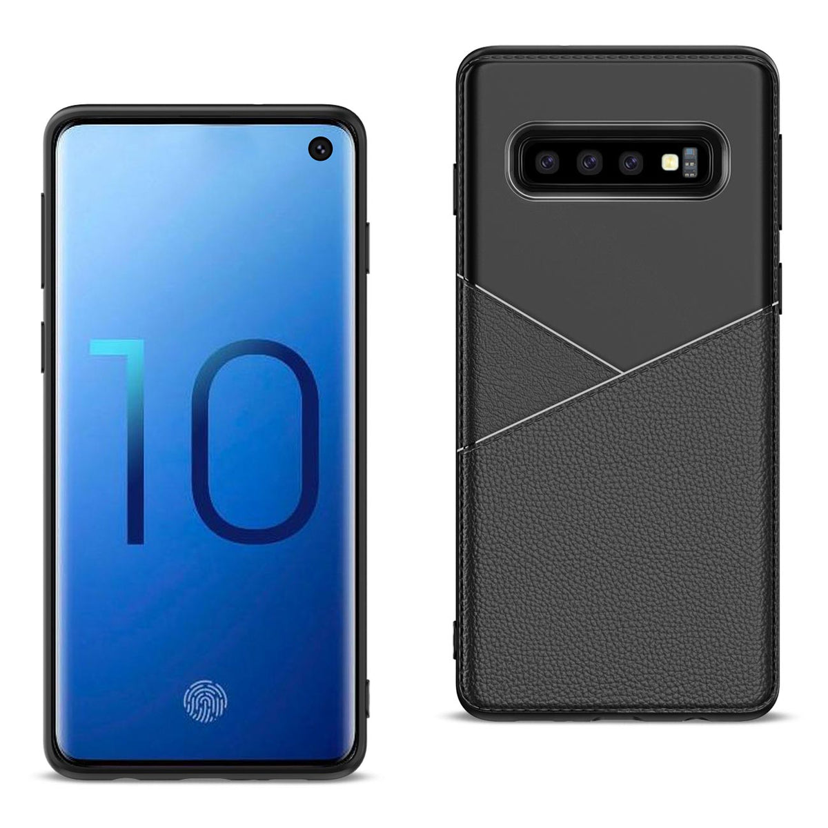 SAMSUNG GALAXY S10 Plus TPU Leergevoel-tas Leerpasvorm Buigsame Skraal Premium Tas in Swart - Premium & Betroubaar