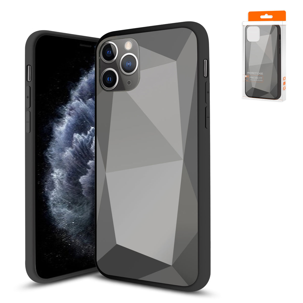 iPhone 11 Pro Compatible Apple iPhone 11 Pro Max Apple Diamond Cases In Black - Shockproof Protection by