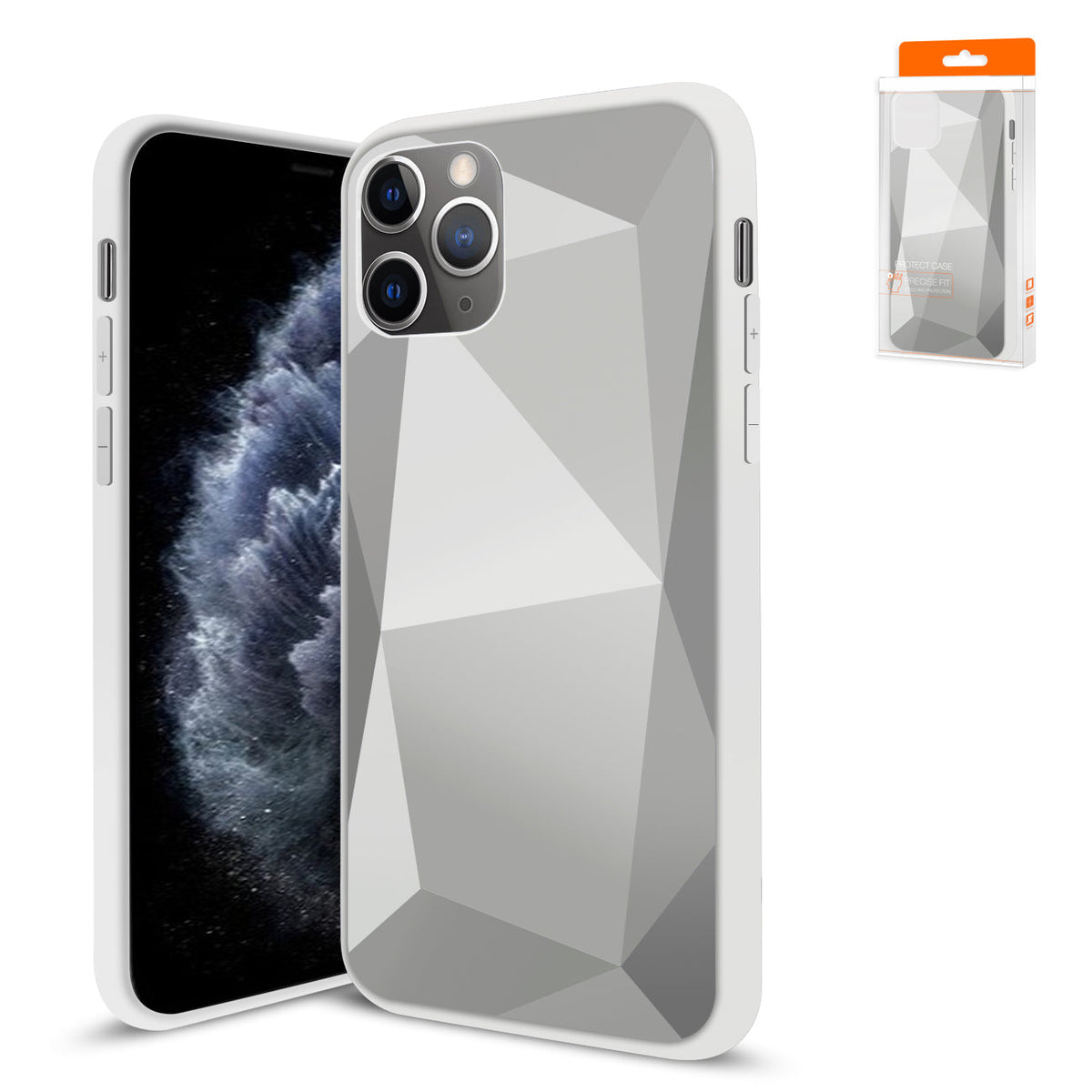 iPhone 11 Pro Compatible Apple iPhone 11 Pro Max Apple Diamond Cases In Silver - Heavy Duty Protection by