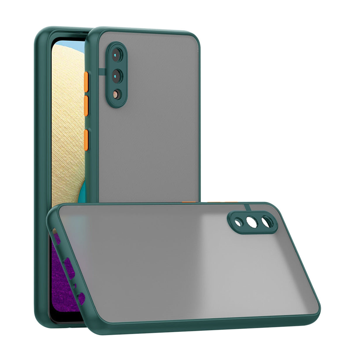 Deursigtige Kamerabeskermende Houer Vir Samsung Galaxy A20 /M02 In Donkergroen - Ultra-Slin En Betroubaar