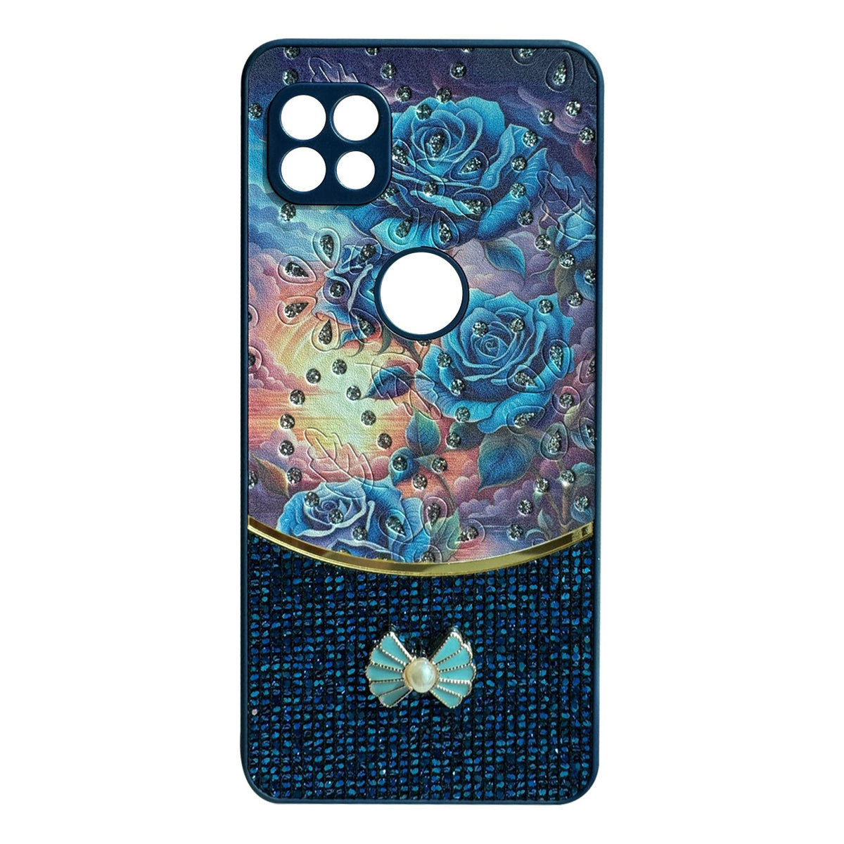 Funda de teléfono brillante con purpurina en azul marino con cubierta colorida para Motorola Moto G 5G - Ultra-delgada y confiable