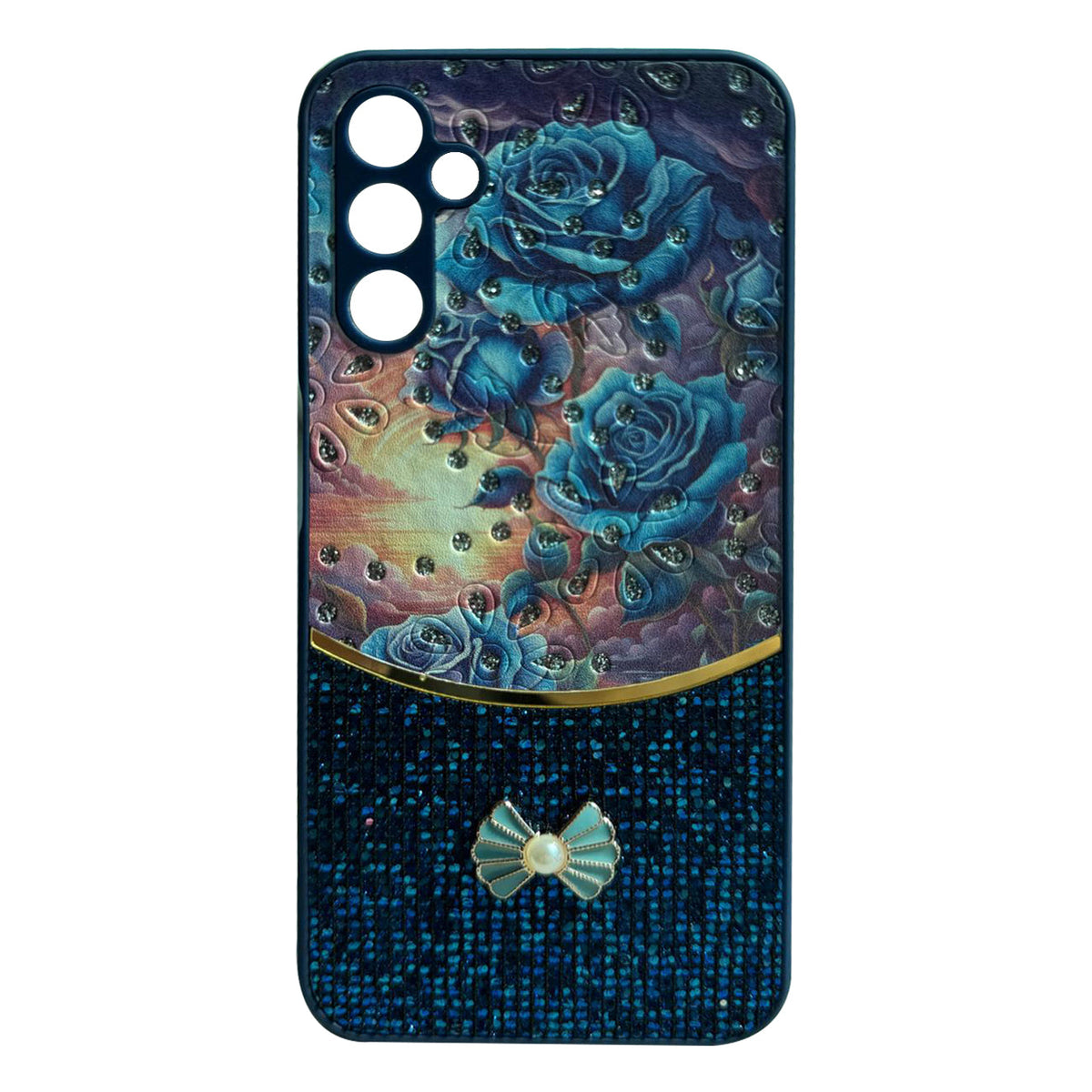 Sparkle Glitter Bling Phone Case in Navy With Colorful Cover For Galaxy A14 - Shockproof & Reliable