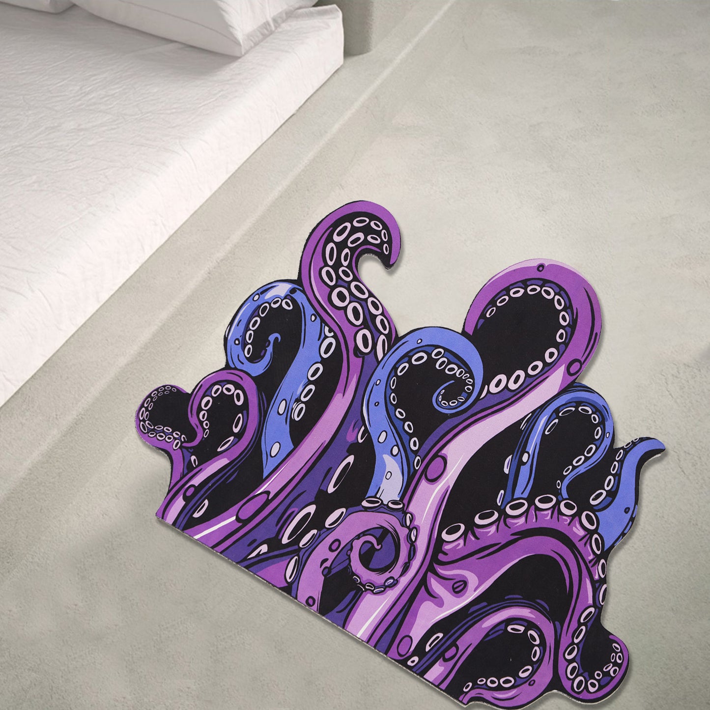 Green And Purple Cthulhu Rugs Water Absorbent Bath Mat Octopus Anime Rug Graphic Gothic Bathroom Rugs Fantasy Decorate, Non Slip Backing, Unique Gift & Decor For Gamers, 27x18 In
