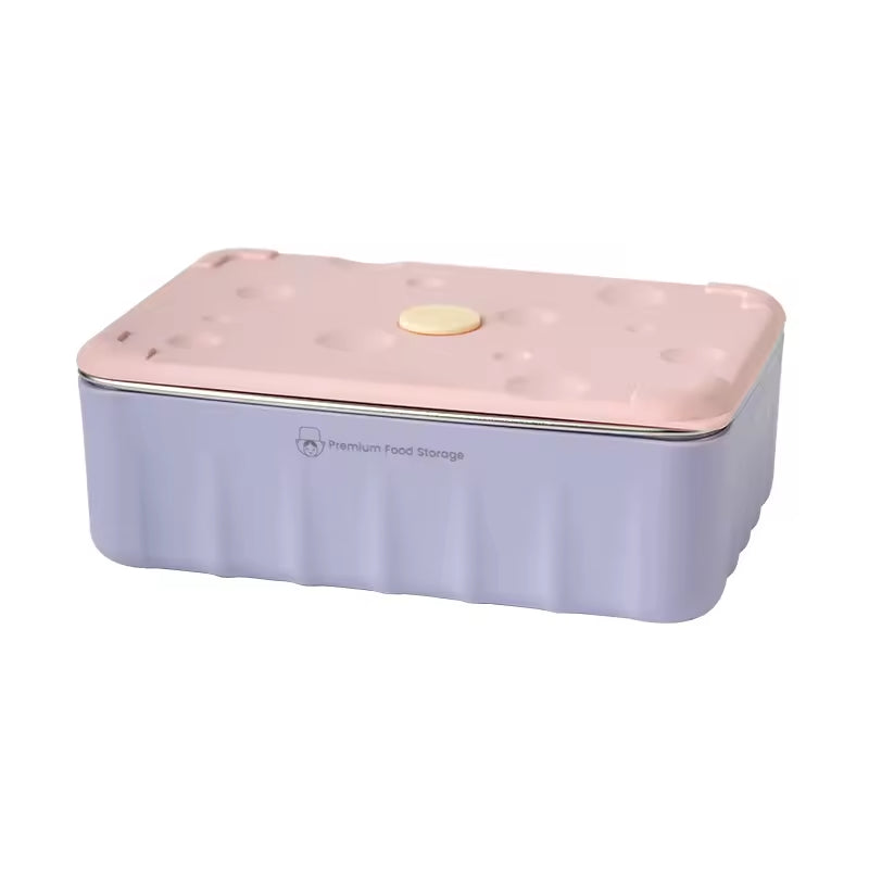 Stainless Steel Food Storage Container Set, Purple, Suitable For Refrigerator And Outdoor Use, With Carrying Case