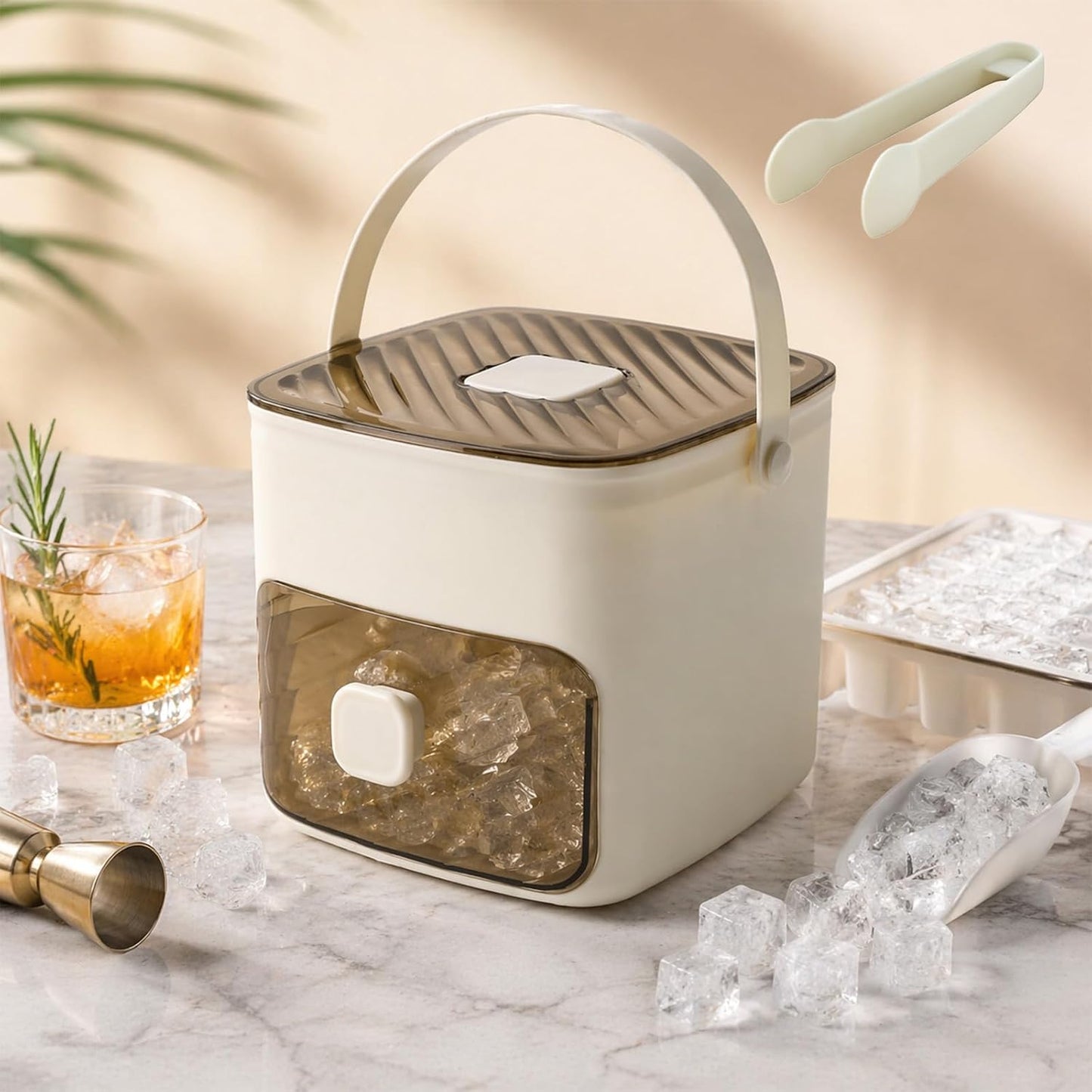Portable Ice Maker with Lid and Storage Box
