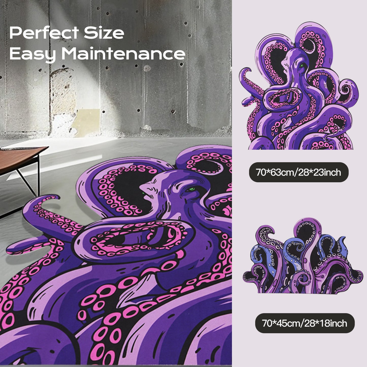 Green And Purple Cthulhu Rugs Water Absorbent Bath Mat Octopus Anime Rug Graphic Gothic Bathroom Rugs Fantasy Decorate, Non Slip Backing, Unique Gift & Decor For Gamers, 27x18 In