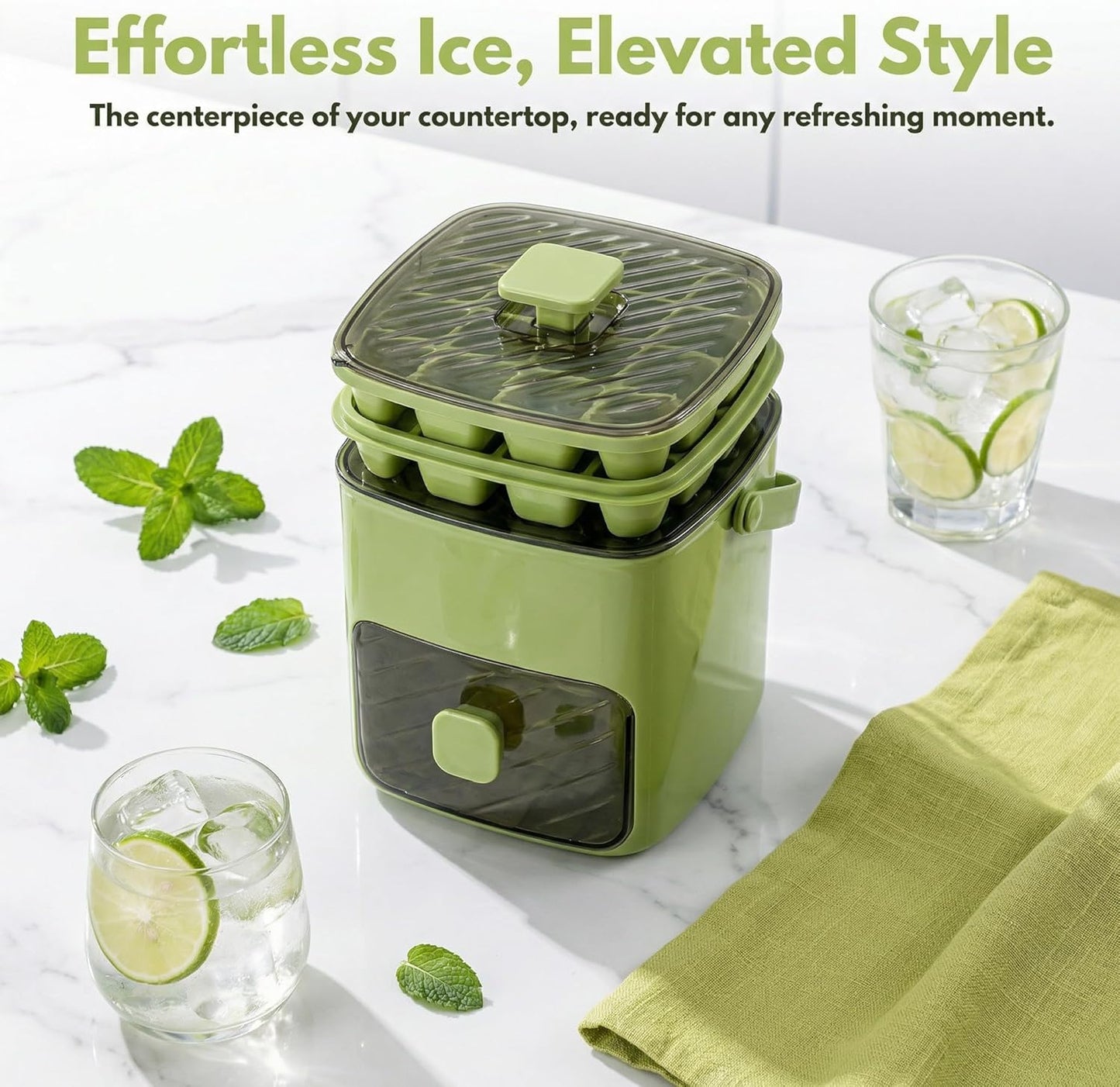 Portable Ice Maker with Lid and Storage Box
