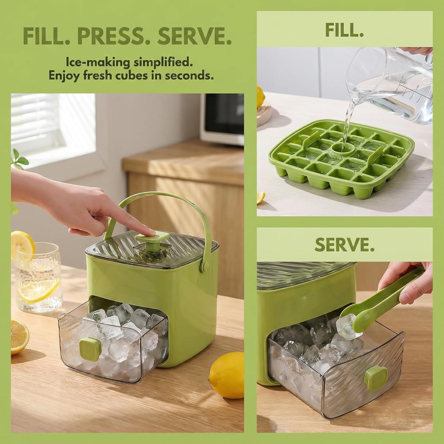 Portable Ice Maker with Lid and Storage Box