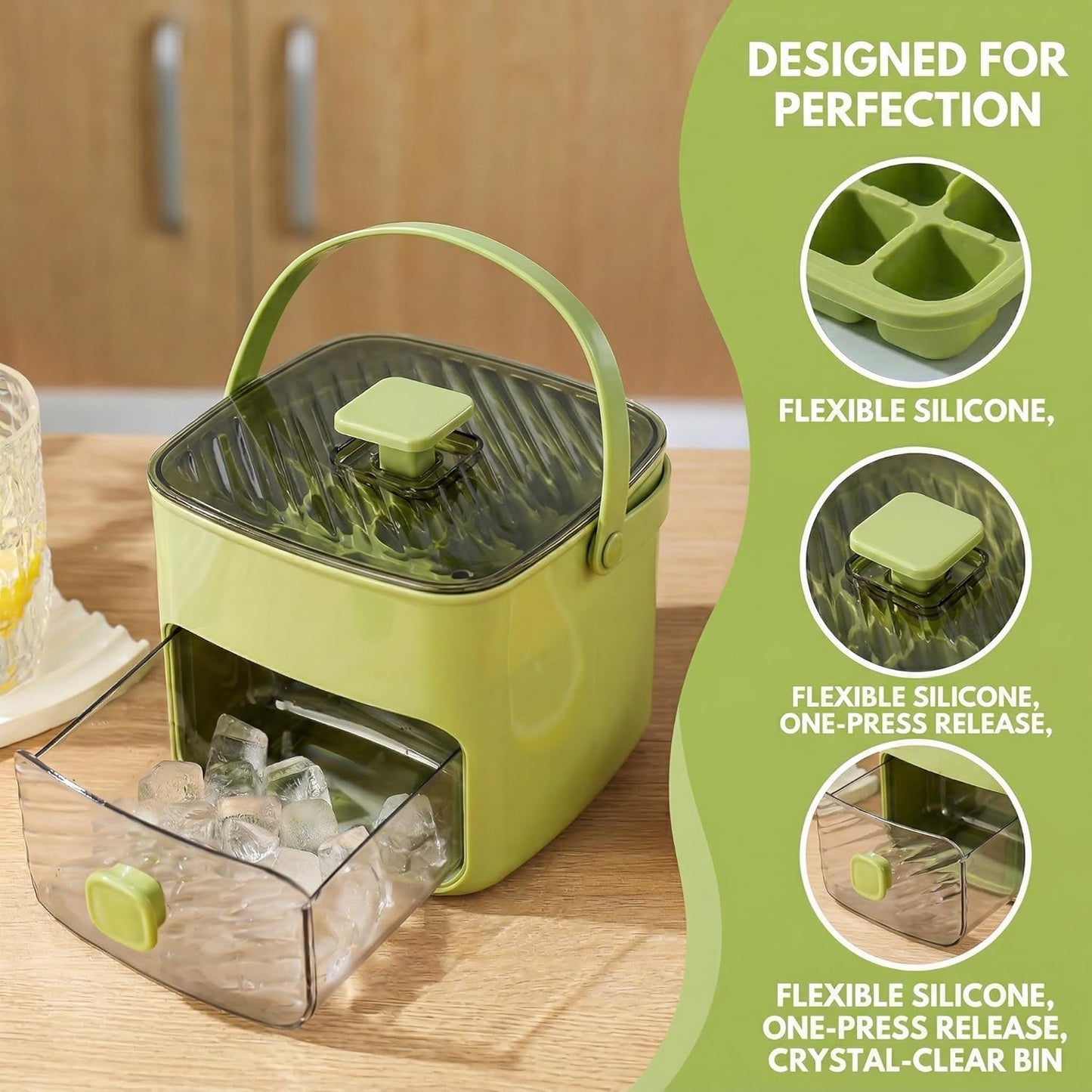 Portable Ice Maker with Lid and Storage Box