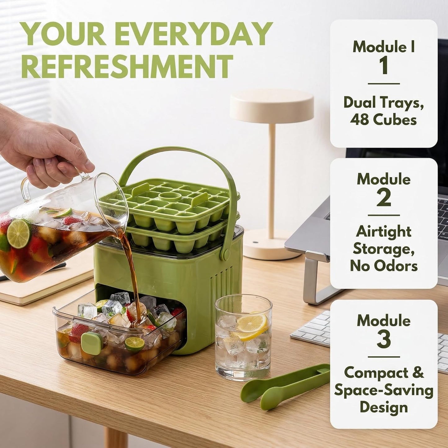 Portable Ice Maker with Lid and Storage Box