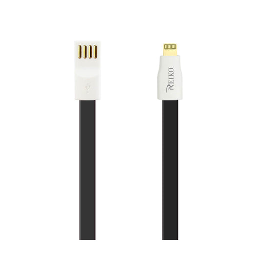 8 PIN FLAT MAGNETIC GOLD PLATED USB DATA CABLE 0.7 FOOT IN BLACK - Durable & Reliable