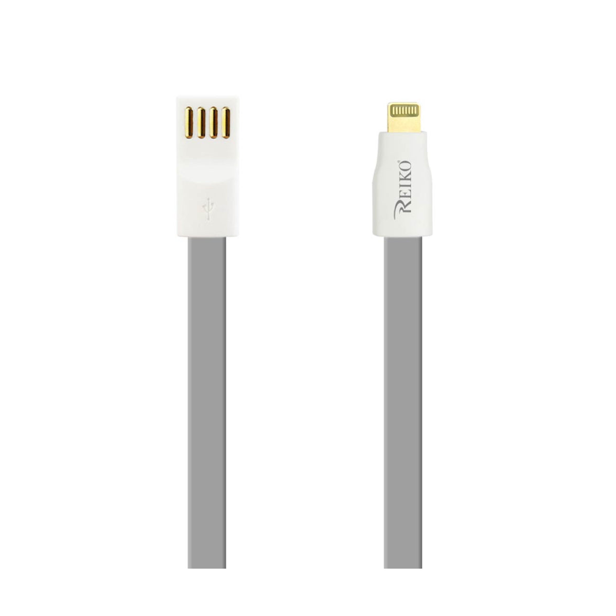 8 PIN FLAT MAGNETIC GOLD PLATED USB DATA CABLE 0.7 FOOT IN GRAY - Heavy Duty & Reliable