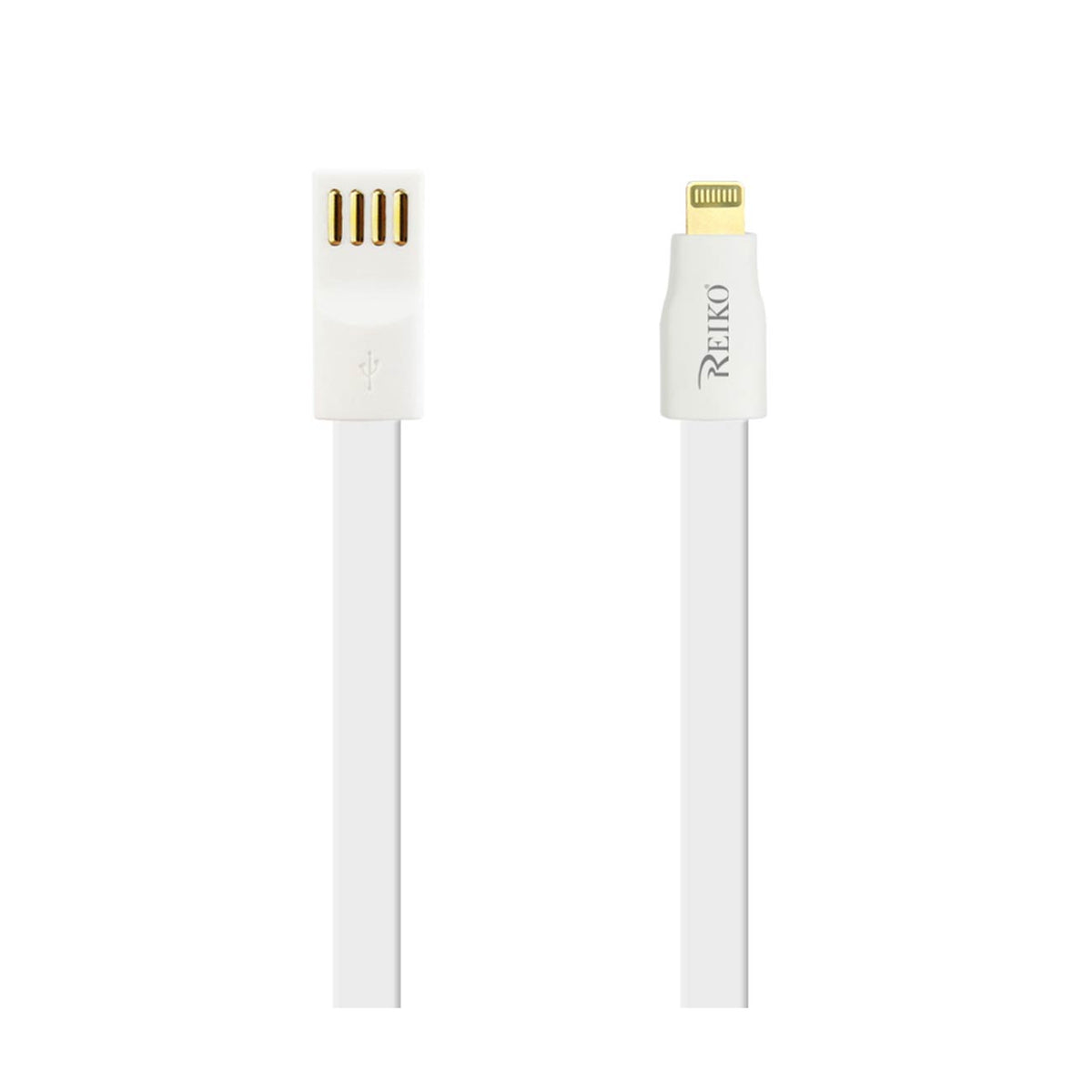8 PIN FLAT MAGNETIC GOLD PLATED USB DATA CABLE 0.7 FOOT IN WHITE - Crystal Clear & Reliable