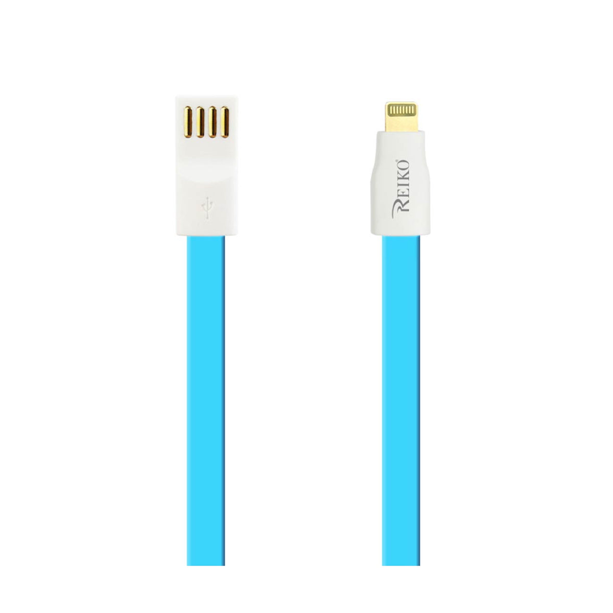 8 PIN FLAT USB GOLD PLATED DATA CABLE 3.9FT WITH CABLE TIE IN BLACK - Crystal Clear & Reliable