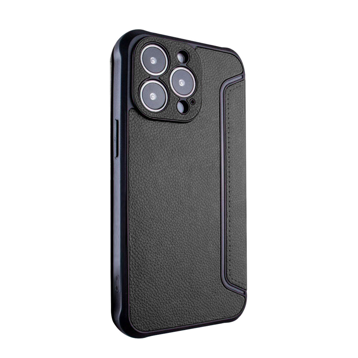 iPhone 14 Plus-versoenbare magnetiese beursie-leerfoonhouer vir Apple iPhone 14 Plus in swart (FC36-IPH14PLUSBK) - Kristalhelder Beskerming deur