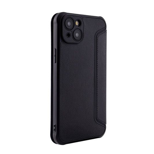 iPhone 15 PLUS Versoenbare Magnetiese beursie Leerfoonhouer Vir Apple iPhone 15 PLUS In Swart (FC36-IPH15PLUSBK) - Premium Beskerming deur