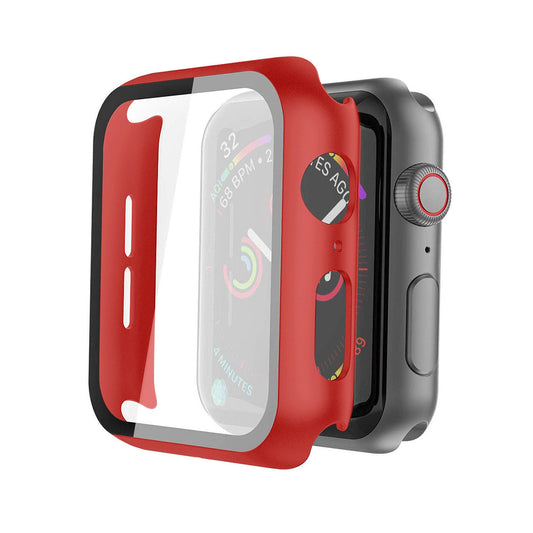 Full Cover tempered glass screen protector with pc case for Apple Watch 40 mm In Red - Heavy Duty & Reliable