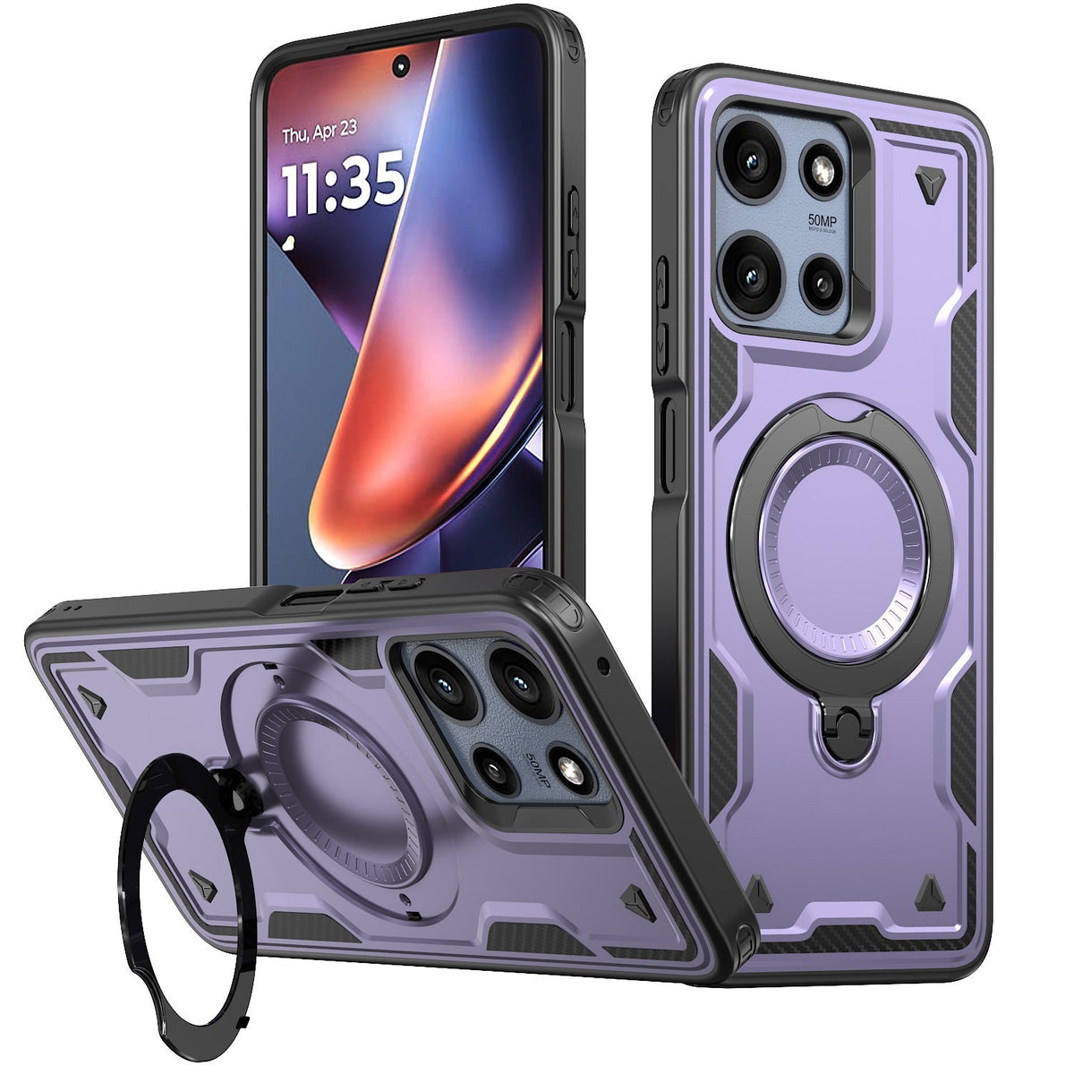 360°-draaiende Magnetiese Veelsydige Staander Grys Versoenbaar met Motorola Moto G POWER 5G 2025 (PC73-MOTGPOWER-5G(2025)PP) - Ultra-Slank & Betroubaar