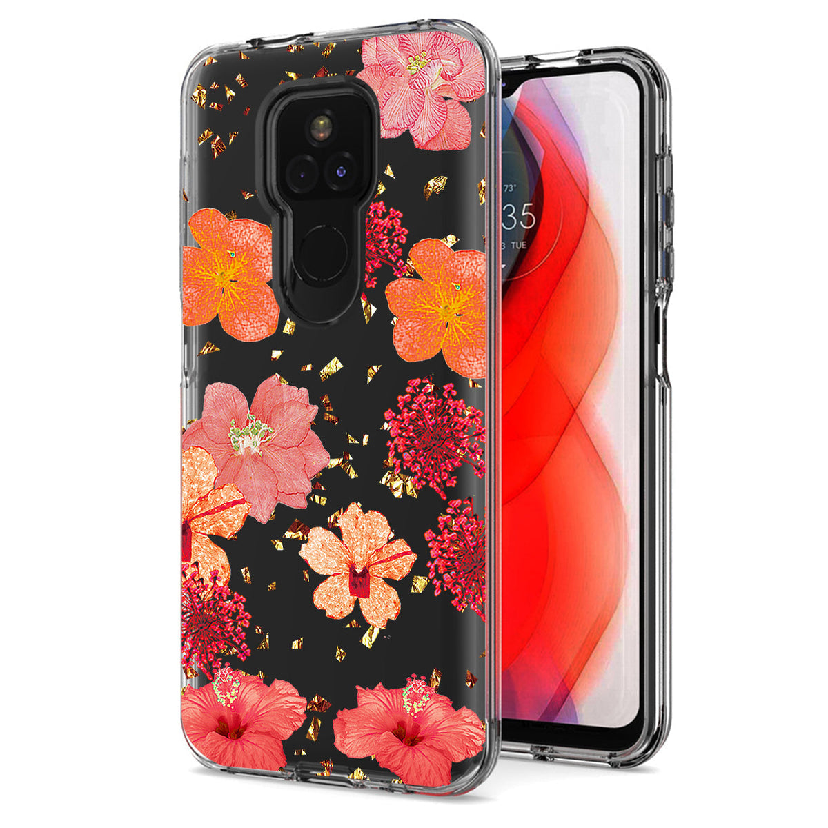 Pressed dried flower Design Phone case for Moto G Play 2021 In Red - Durable & Reliable