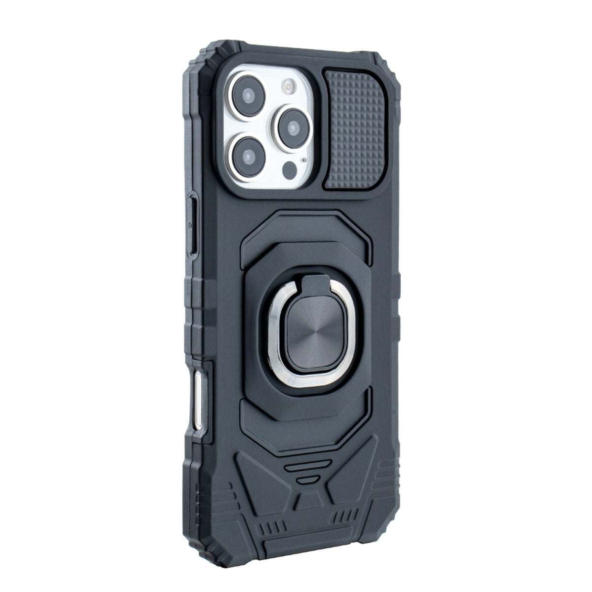iPhone 16 Compatible Kickstand Ring Holder TPU Shockproof Case for iPhone 16 PRO MAX in Black - Heavy Duty Protection by