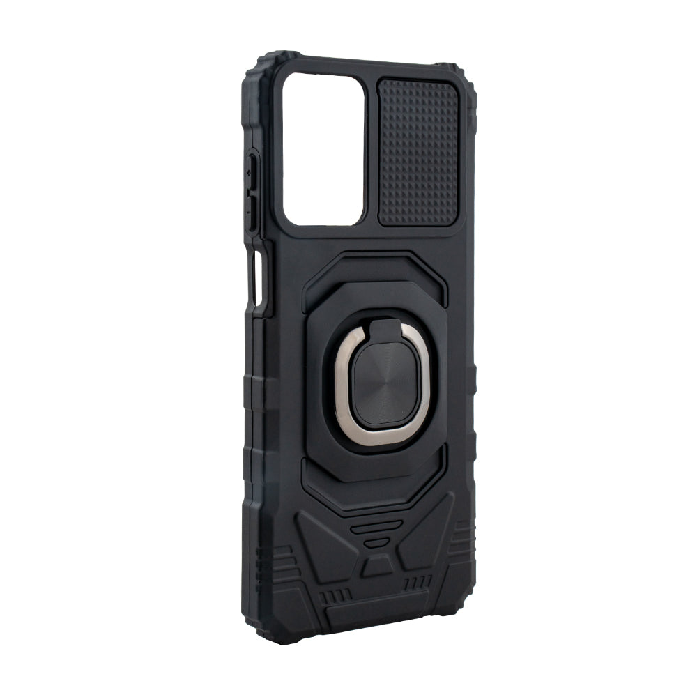 Funda de TPU Antigolpes con Anillo y Soporte para Motorola Moto G 5G (2024) en NEGRO - Cristalina y Fiable