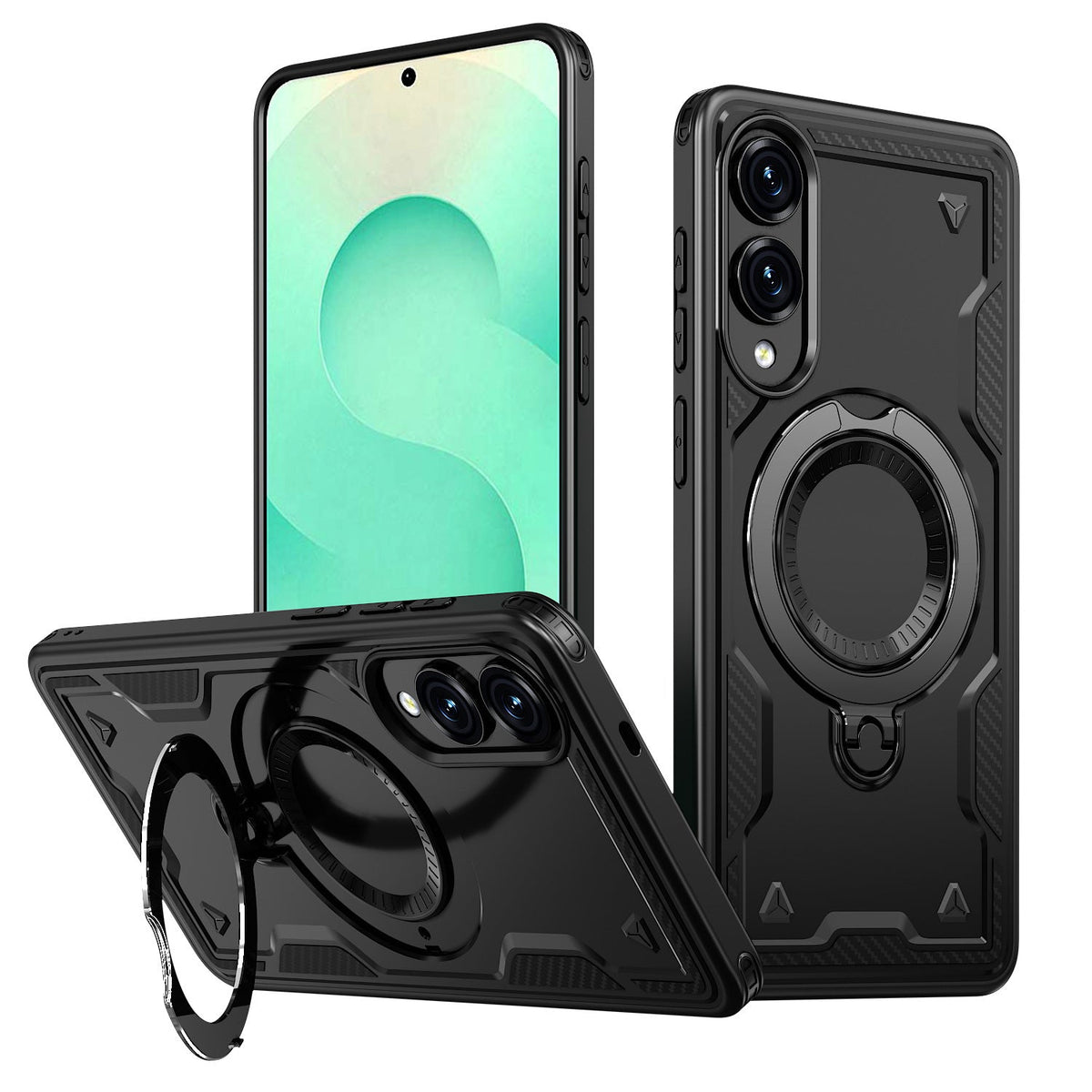 360¡ã Rotating Magnetic Versatile Stand Black Compatible with Samsung Galaxy S25 EDGE - Ultra-Slim & Reliable