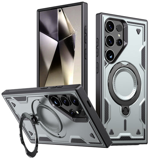 Soporte Magnético Giratorio 360 Grados Versátil Gris Compatible con iPhone Samsung Galaxy A35 5G - Duradero y Fiable