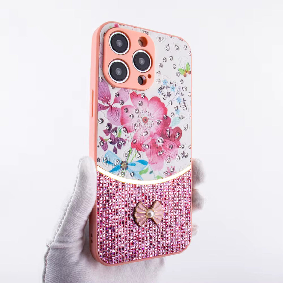 iPhone 16 Pro Compatible Sparkle Glitter Bling Phone Case in Pink With Colorful Cover For iPhone 16 Pro - Shockproof Protection by