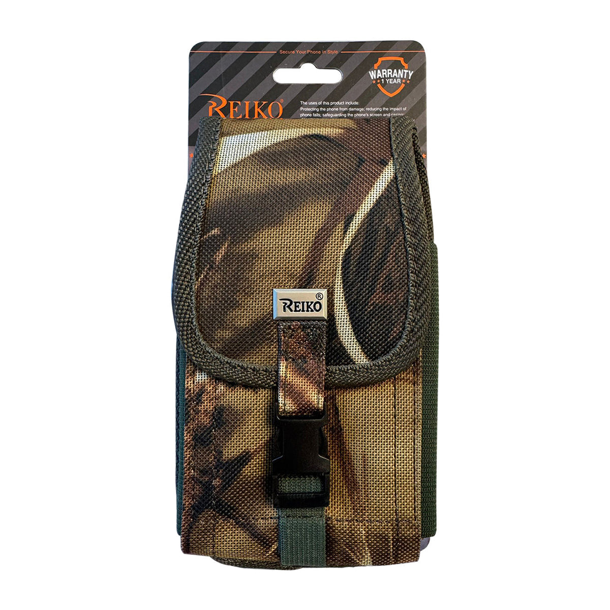 Vertical Rugged Pouch With Buckle Clip In Camouflage (6.1X3.2X0.7 Inches) - Crystal Clear & Reliable