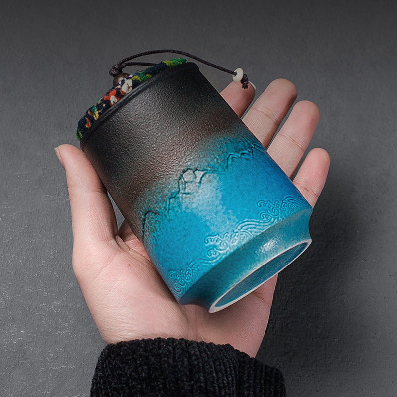 Retro Tea Container Ceramics Luxury Pot Sealed Pot Small Smell Proof
